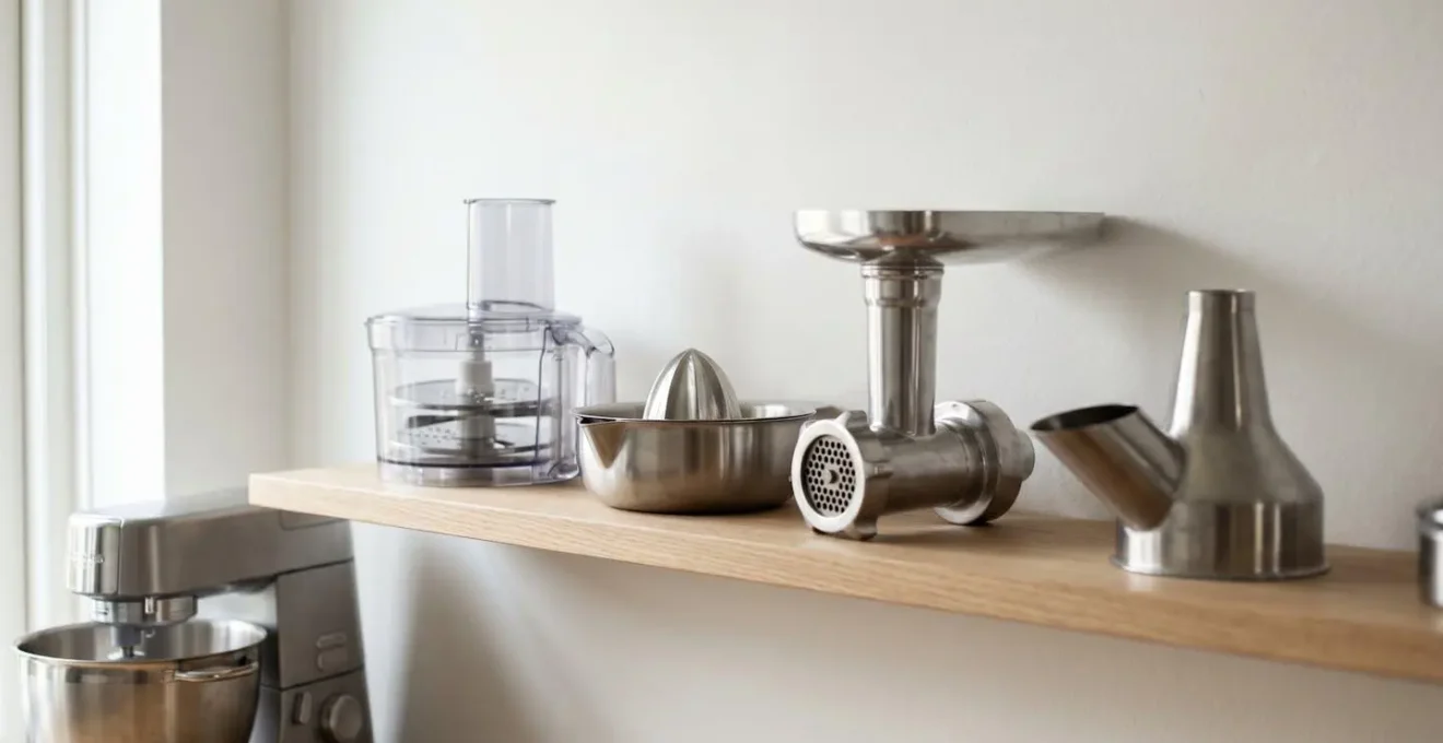 Accessoires spécialisés rangés sur une étagère, prêts à être utilisés